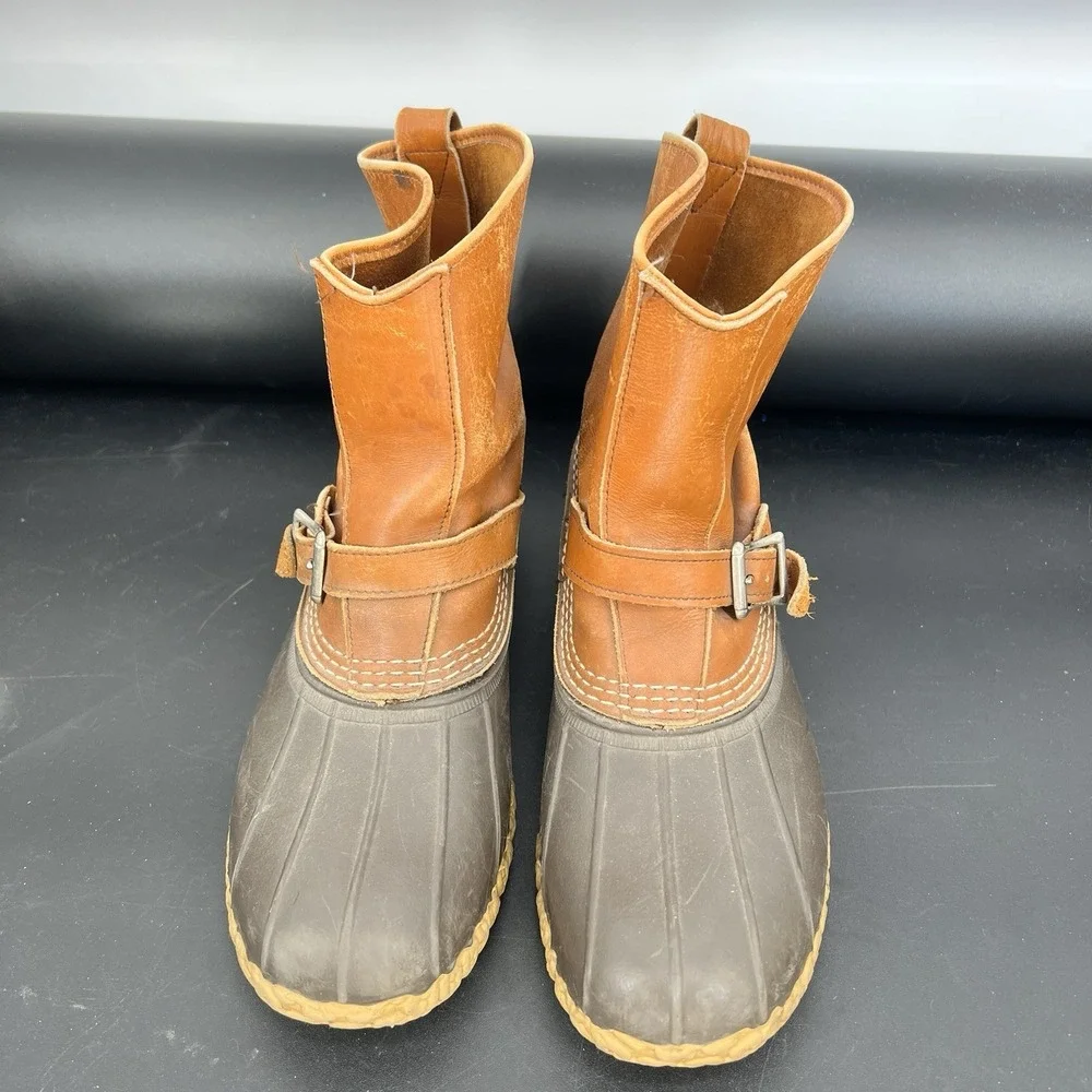 LL Bean Maine‎ Hunting Shoe Vintage Duck Boots Brown Leather Mens 10 Made USA